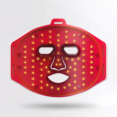 Red light therapy mask glowing red