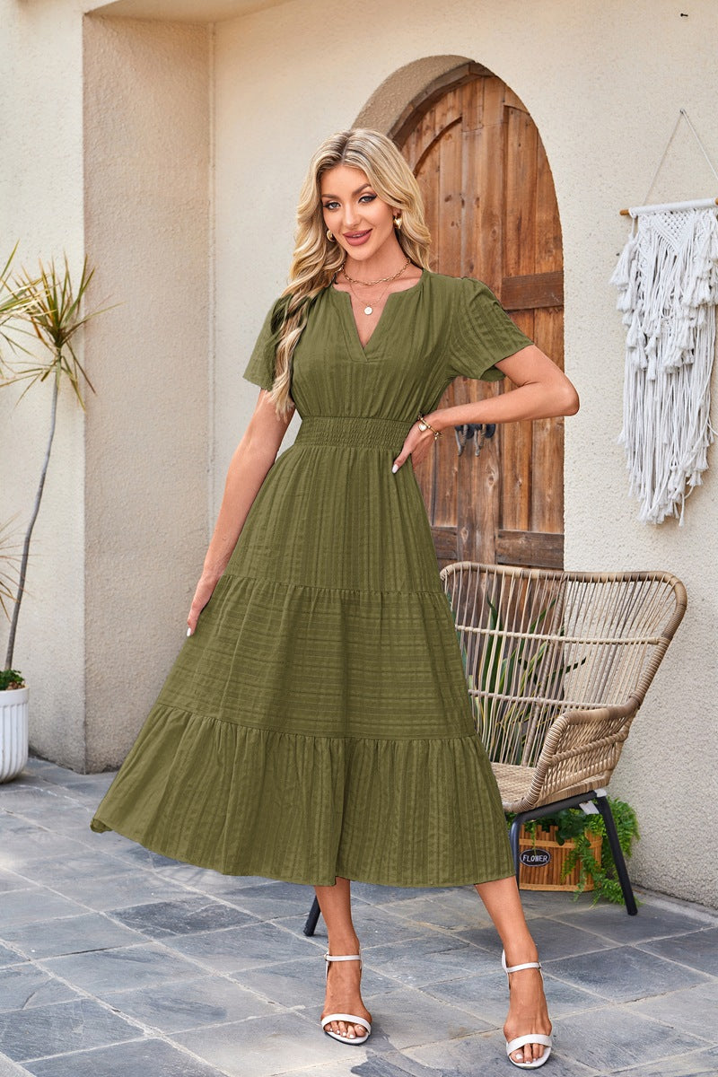 LORYN® V-Neck Ruffle Maxi Dress