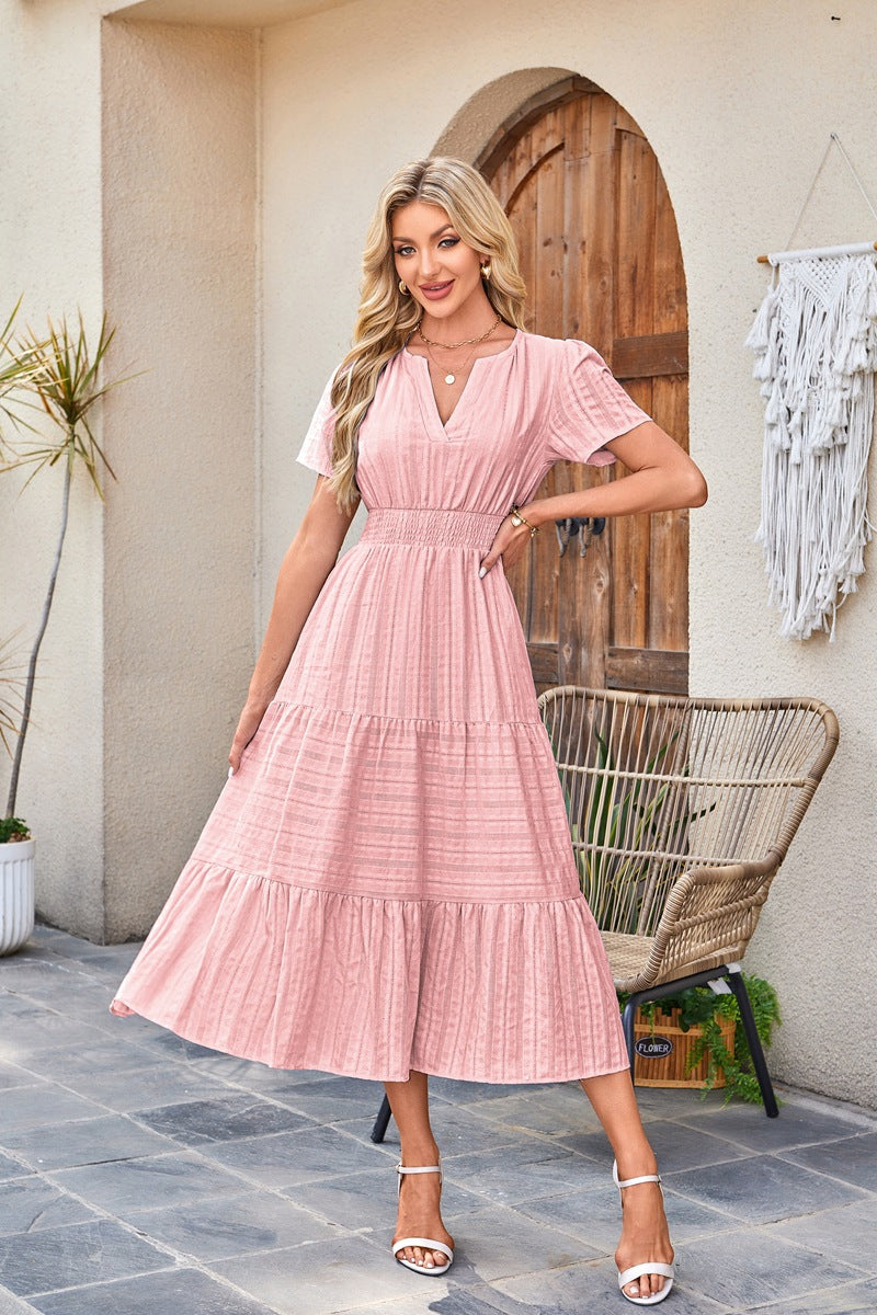 LORYN® V-Neck Ruffle Maxi Dress